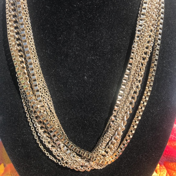 GUESS Layered Chain Gold Tone Necklace - Picture 2 of 4